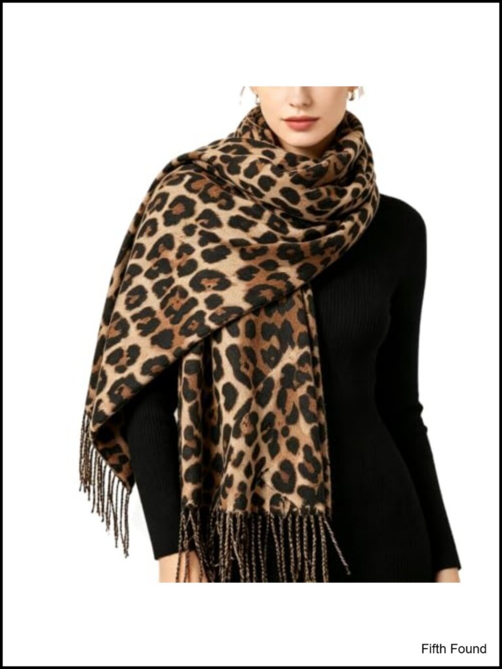 Soft Warm Double-sided Tassels Shawl Wraps Leopard Print Winter Scarf